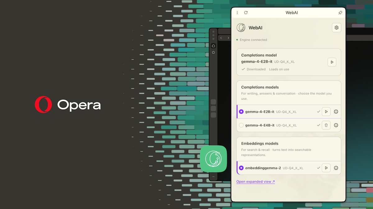 Opera добавила в браузер поддержку WebAI для работы с ИИ‑моделями локально на ПК - 1